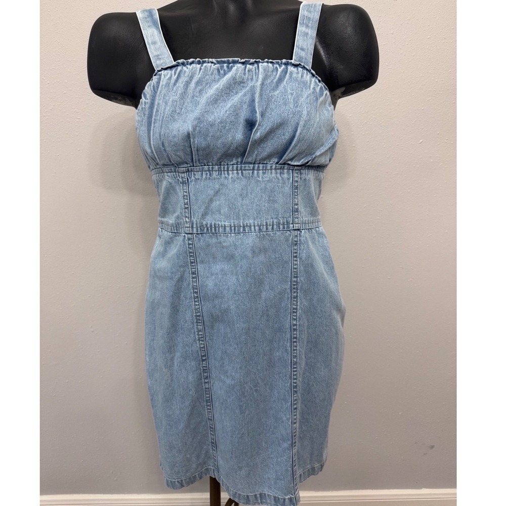 Sincerely Jules‎ Junior's L Denim Mini Dress Milkmaid Smocked Back Coquette Boho